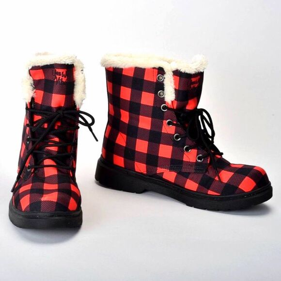 Yes We Vibe, Red Buffalo Plaid Size 8.5 Mens, Women's 10 - Picture 5 of 7